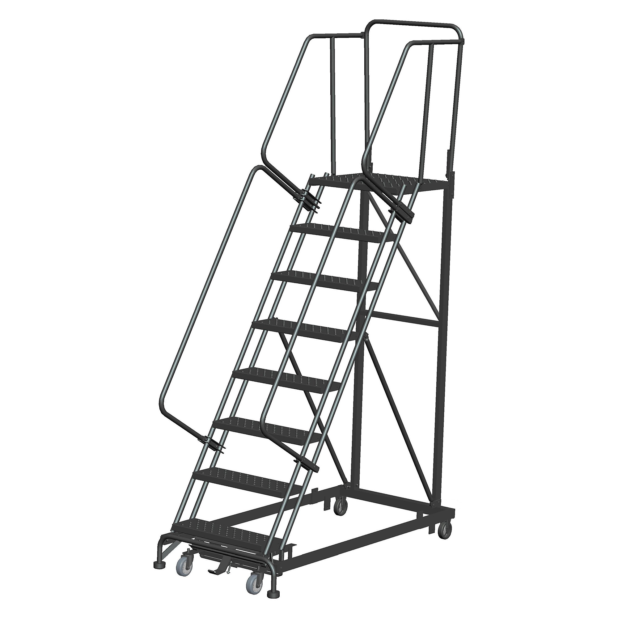 Ballymore, Heavy Duty Stairway Slope -24in.W, 28in.DTS-P Tread, Overall Height 113 in, Steps 8 Material Carbon Steel, Model# HDS-8-28-P